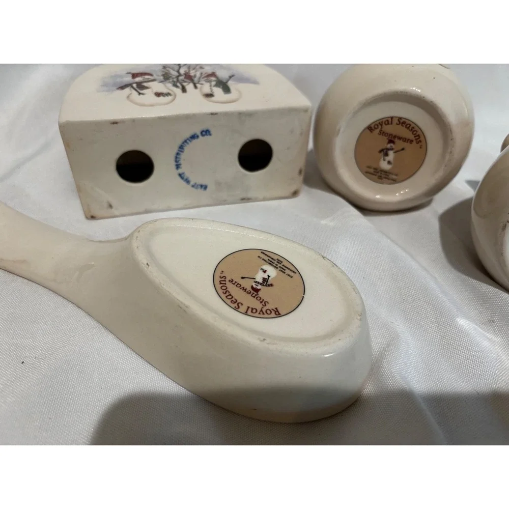 Royal Seasons Napkin spoon sugar‎ creamer Holiday collector stoneware set x-mas